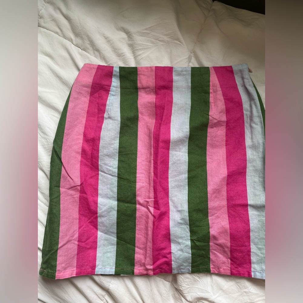 Zara linen colorful stripe mini skirt